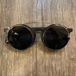 Black plastic frames + Clip-on Sunglasses